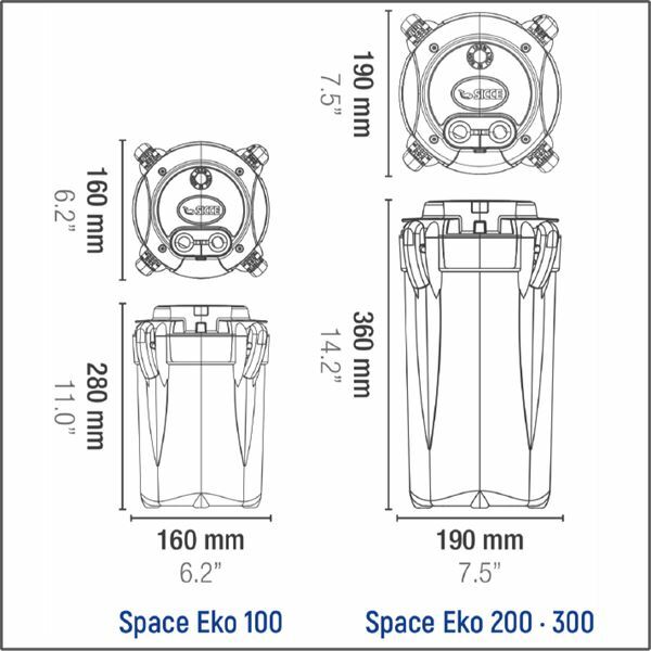Space EKO+ 300 Canister Filter (240 gph) - Sicce