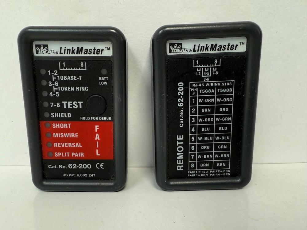 IDEAL 62-200 LINKMASTER DATA COMMUNICATIONS CABLE TESTER WITH REMOTE