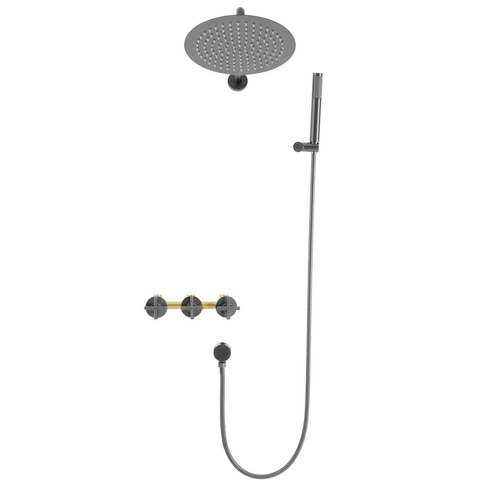 Complete Shower System with Ceramic Valve Core Wall Mounted Stainless Steel USA