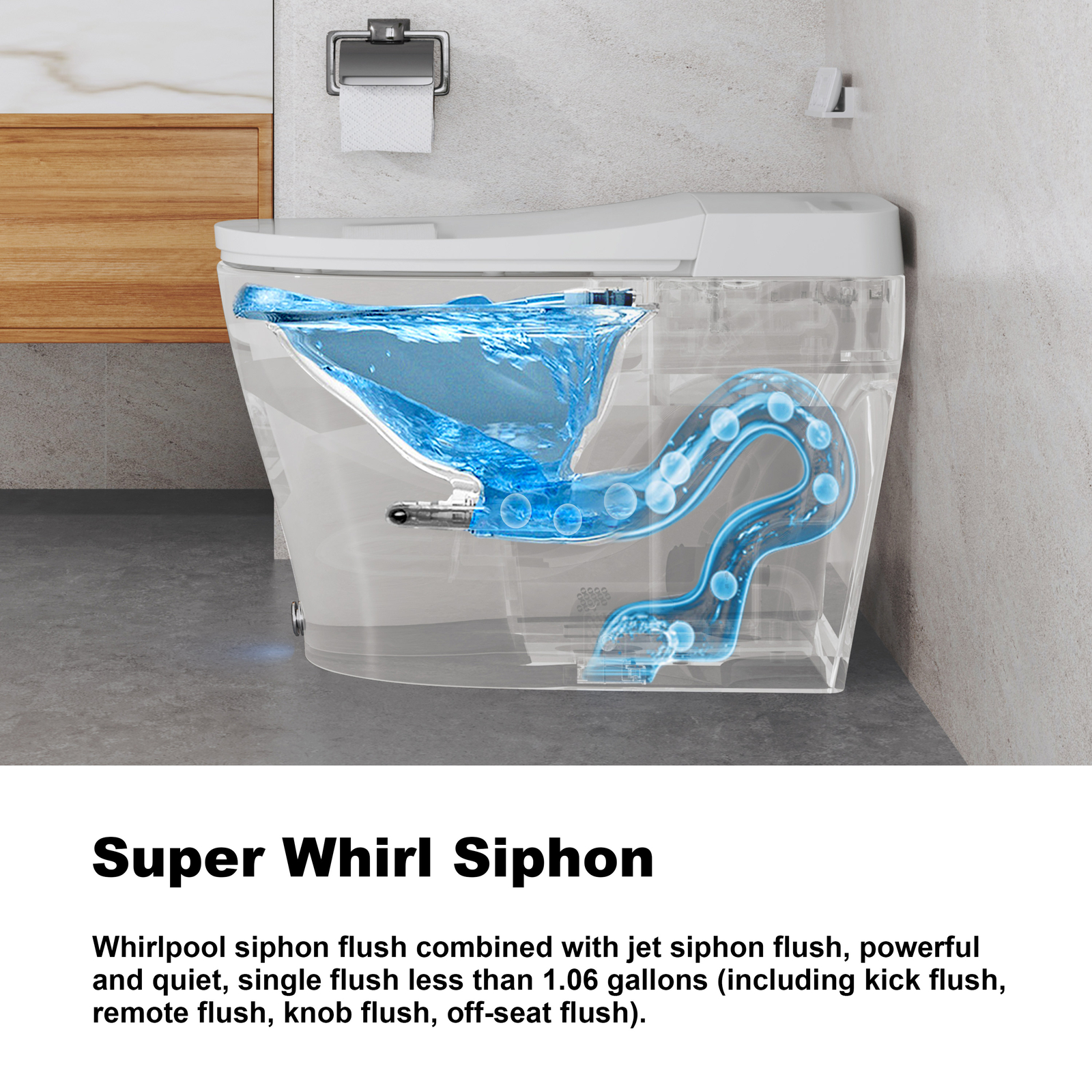 HOROW Modern Bidet Electric Smart Toilet W/ Seat, Radar Sensor, Auto Open Close