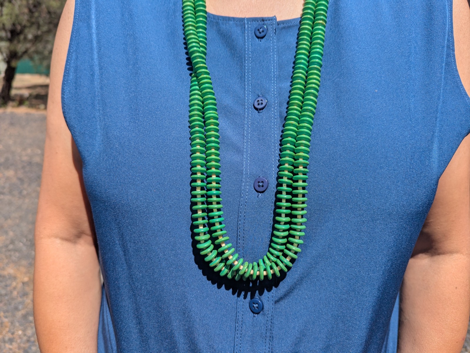 Navajo Necklace Gaspeite Discs 2 Strand Heishi Handmade Jewelry