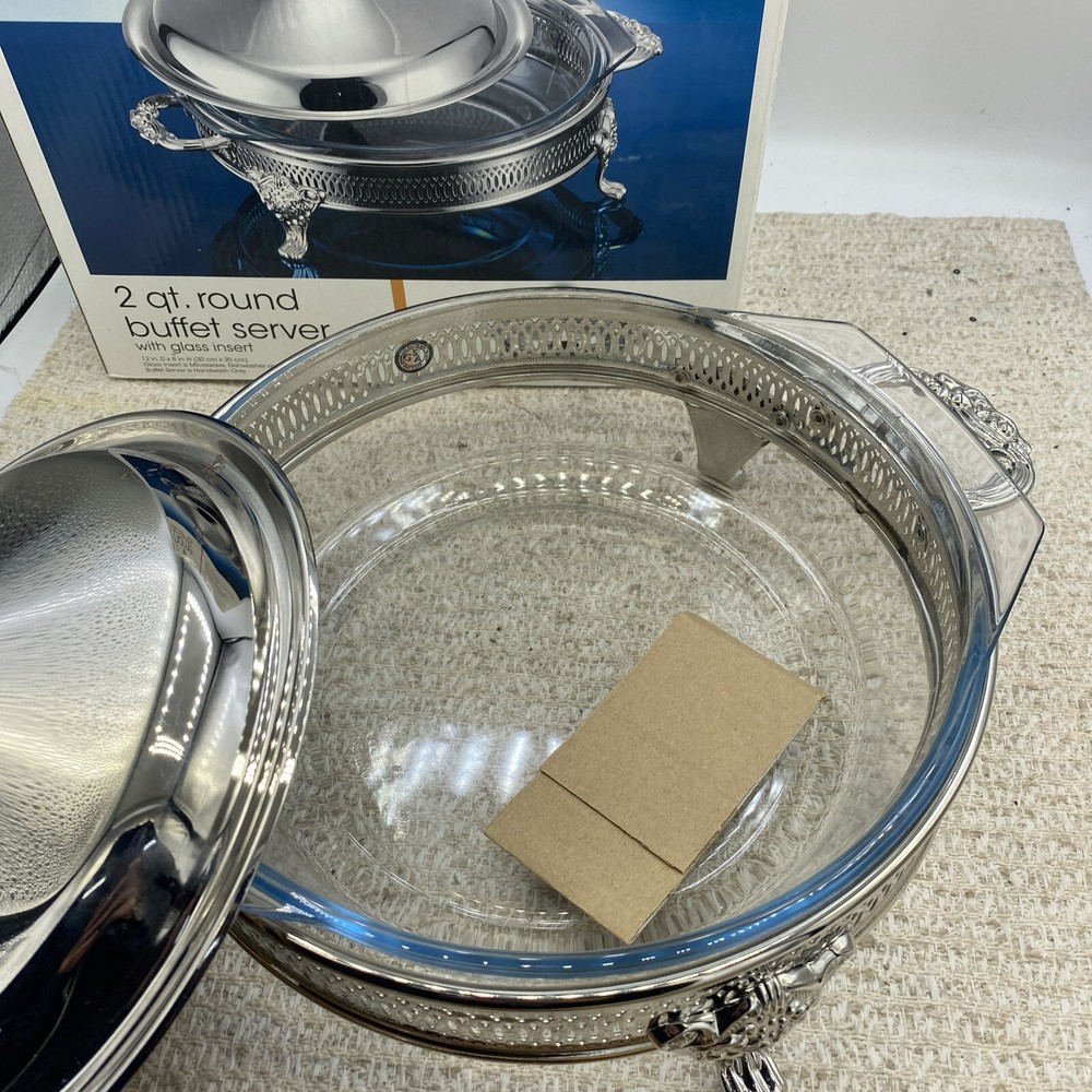 GODINGER SILVER ART COMPANY SILVER PLATED ROUND BUFFET SERVER 2 QUART