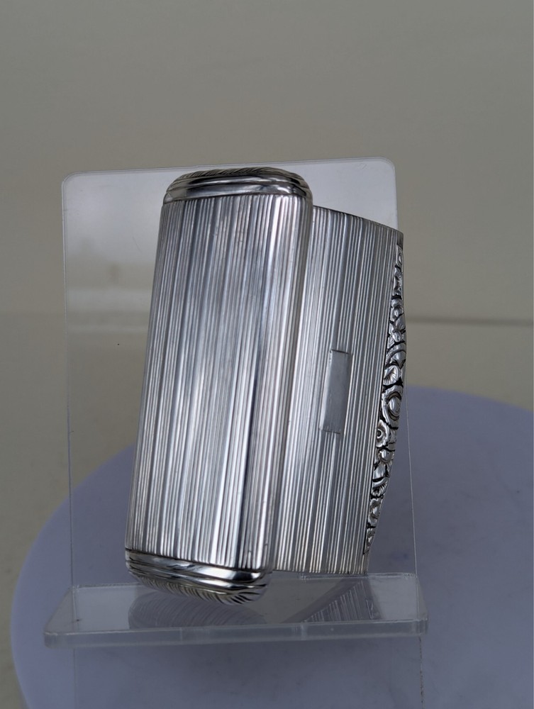 1820 Georgian solid silver long box gilt interior pill box or snuff box