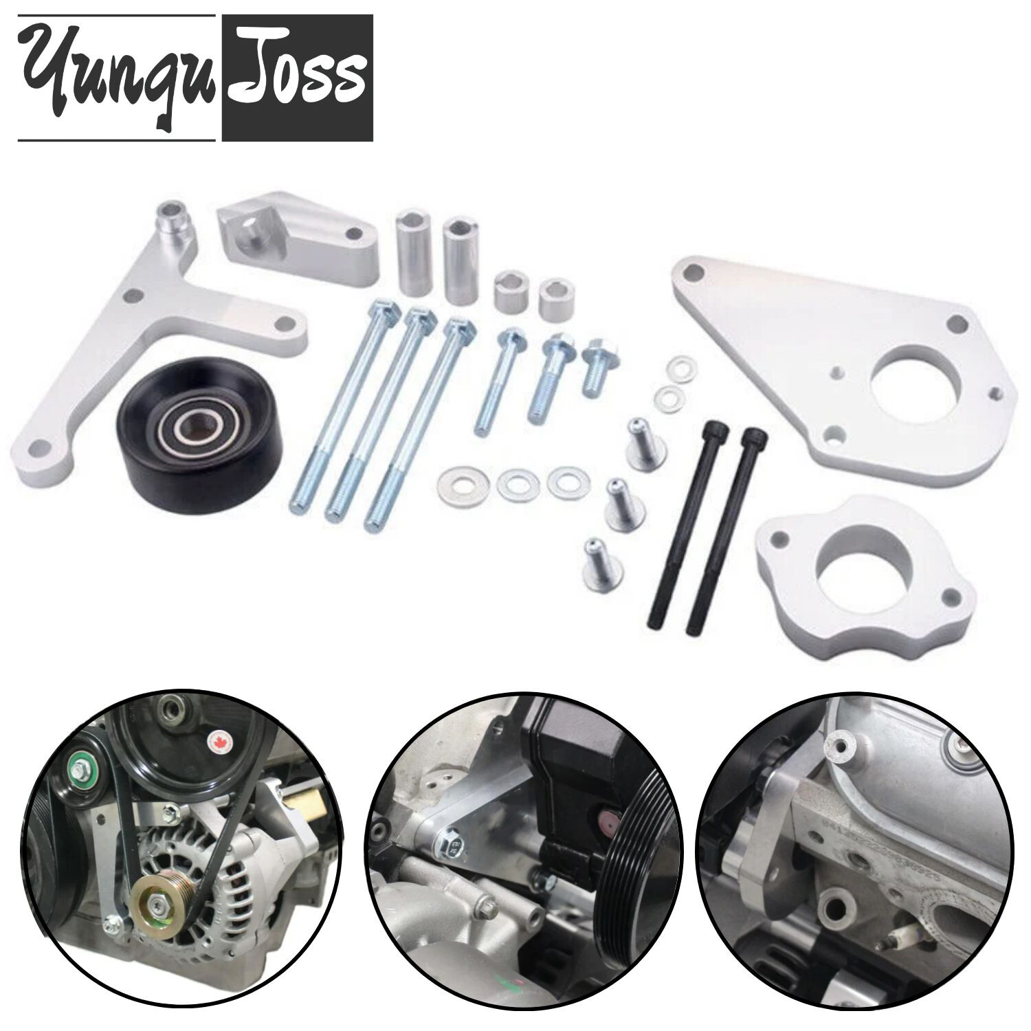 Silver Low Mount Alternator Power Steering Pump Bracket Fit for LS Camaro /Truck