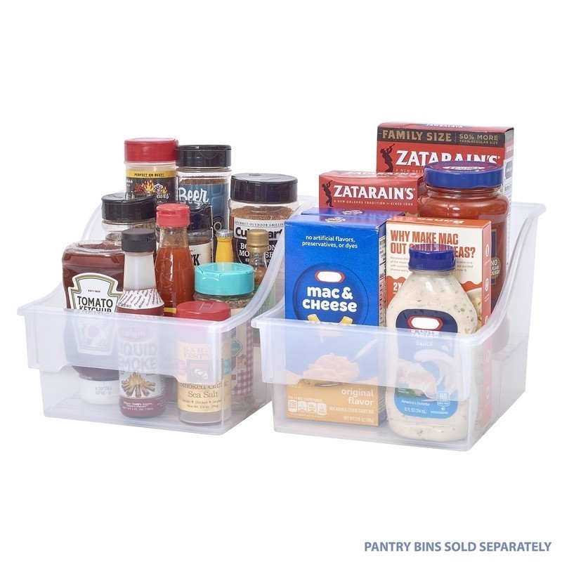 2 Pack Medium Clear Plastic Bins 2 Tier Stackable Kitchen Organizer Storage New