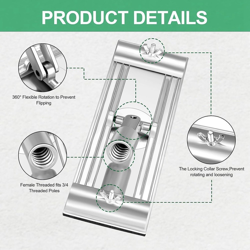 No-Flip Drywall Pole Sander Head with Release Clips, Universal Thread for2010