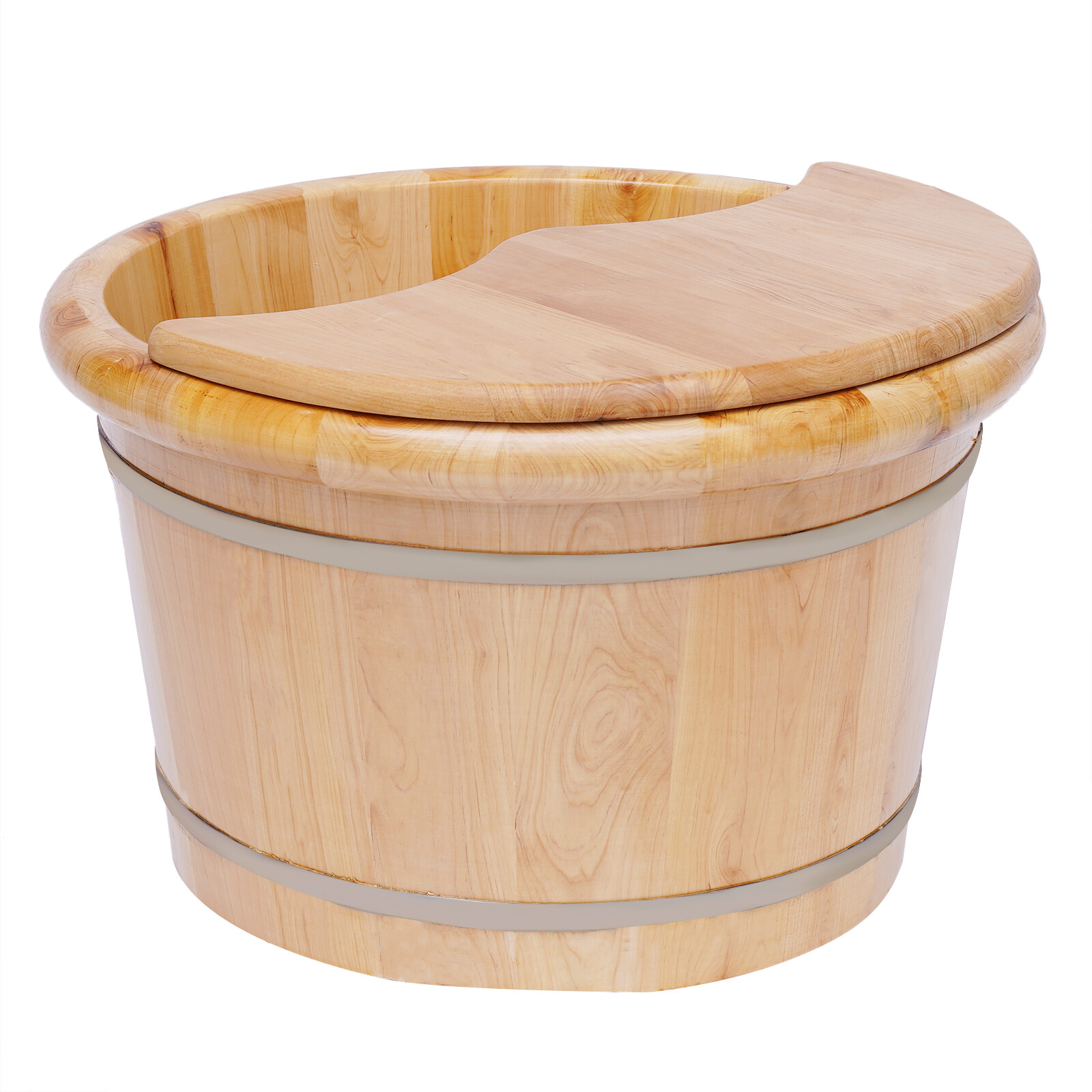 Cedar Wood Foot Basin Wooden Bucket Foot Bath Massage Plus Cover Plate +Massager