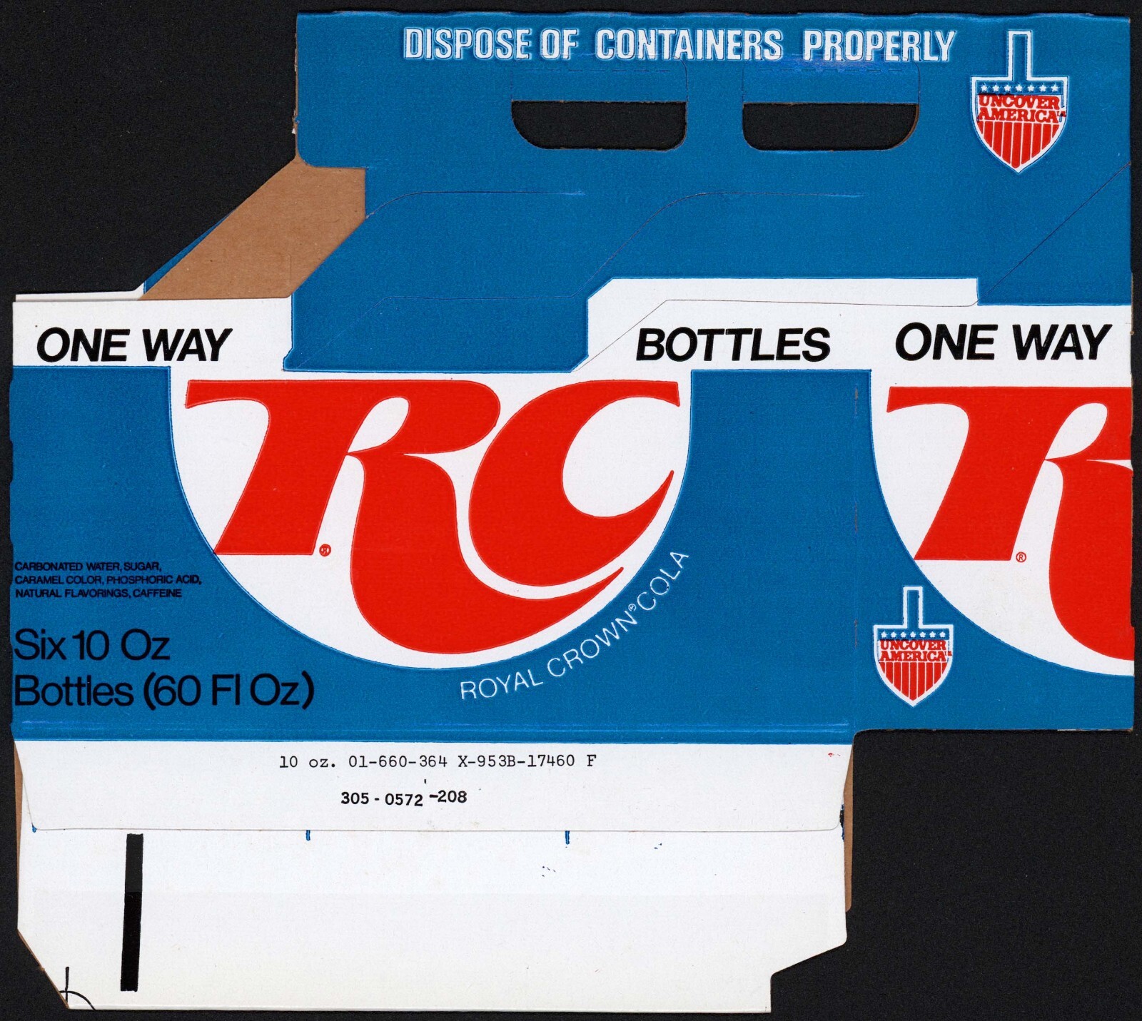 Vintage soda pop bottle carton RC ROYAL CROWN COLA One Way Bottles new old stock