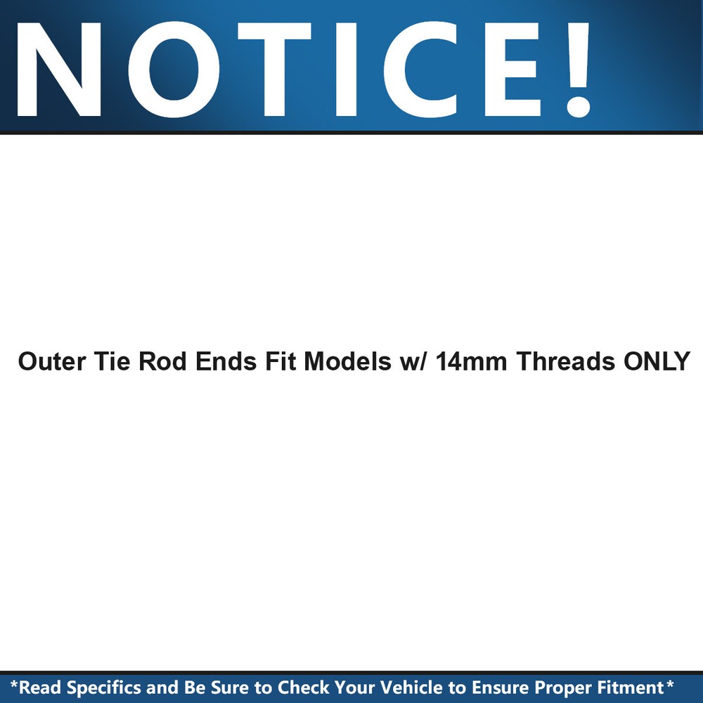 Pair Outer Tierod Ends for 2002 Chevy Trailblazer GMC Envoy Bravada 14mm Threads