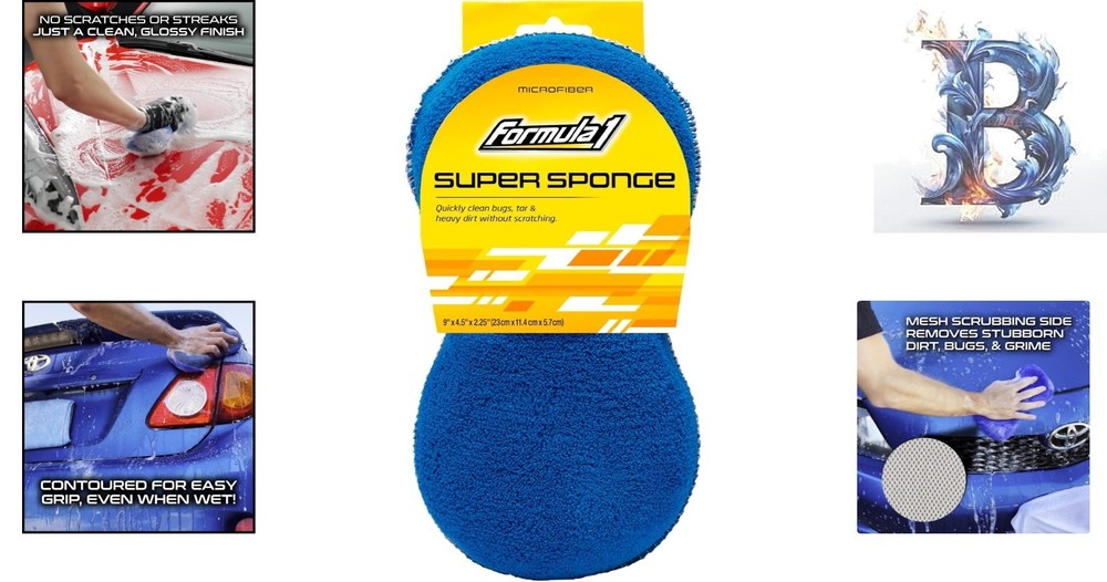 Versatile Two-Sided Car Wash Sponge with Mesh Scrubber - Durable & Effective
