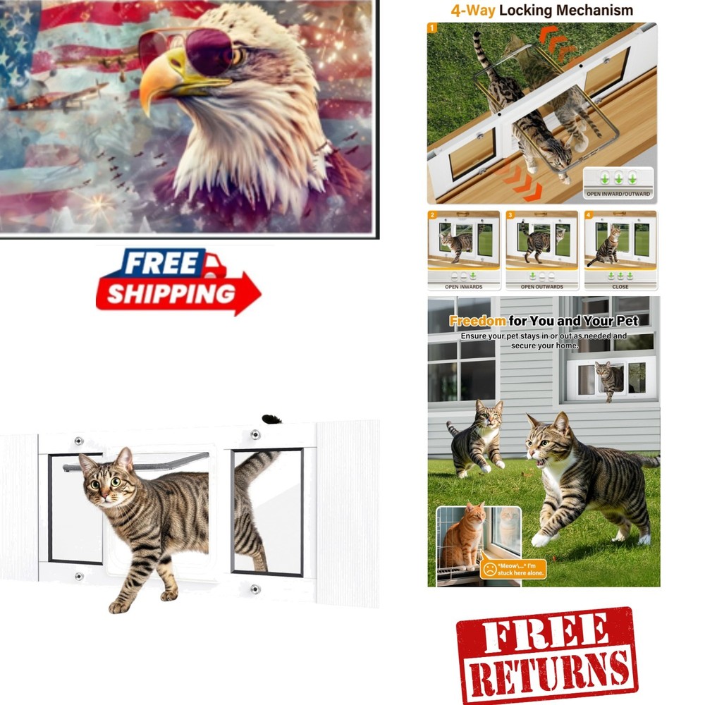 Aluminum Frame Cat Door Insert - Adjustable 23-28 Inch Weatherproof Solution