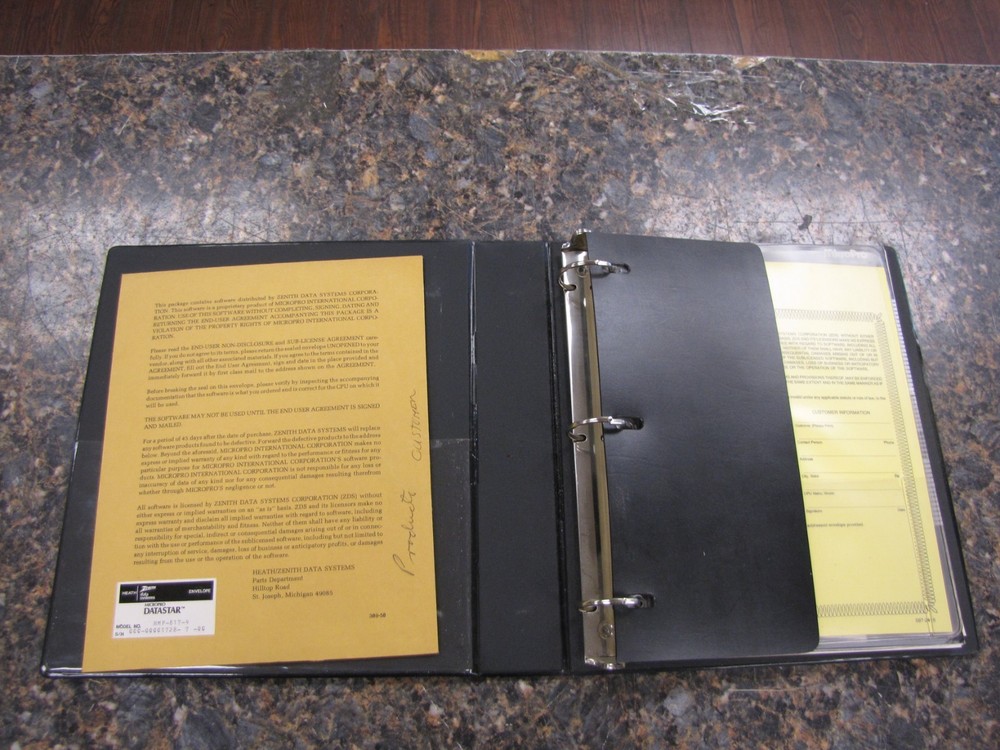 1981 Zenith Heath Micropro DATASTAR User Guide & 5.25" Software Disks in Binder
