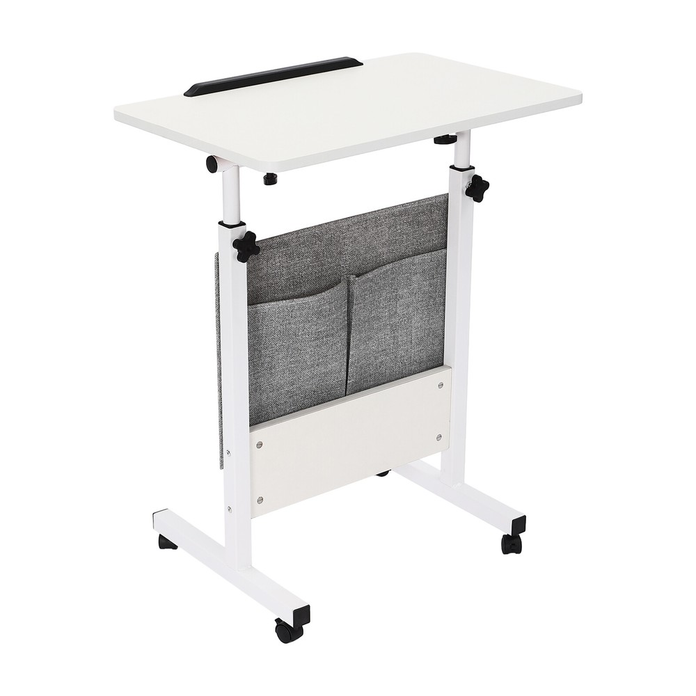 Rolling Laptop Desk Office Computer Table Adjustable Height Stand up w/ Storage