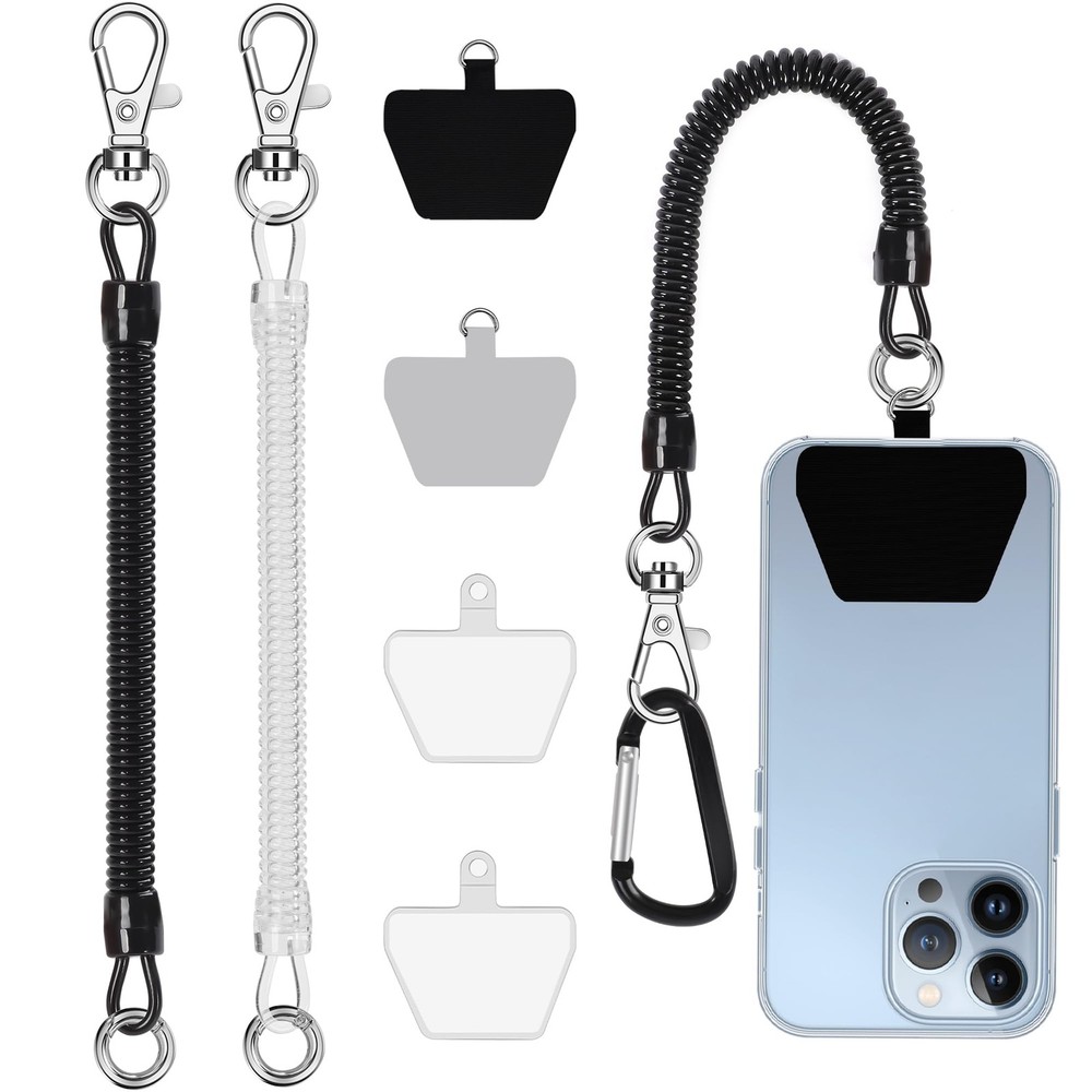 takyu Phone Tether, 2PCS Lanyard Tether with One Size, Black+clear