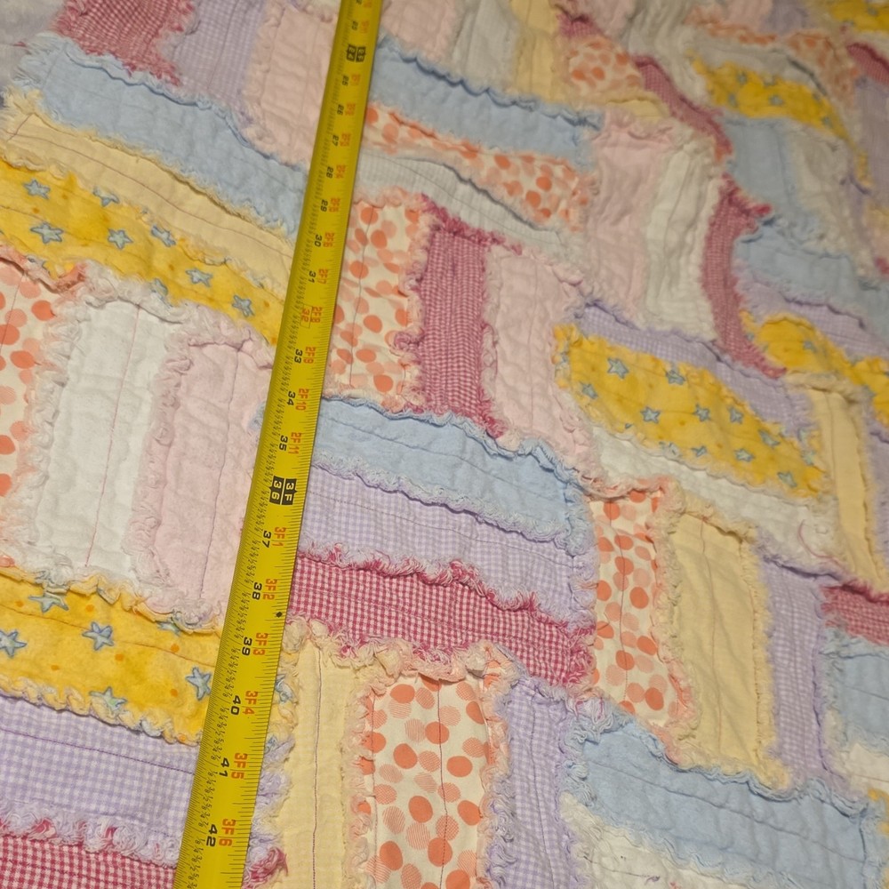 Handmade Patchwork Rag Quilt Cotton Lap Multicolor