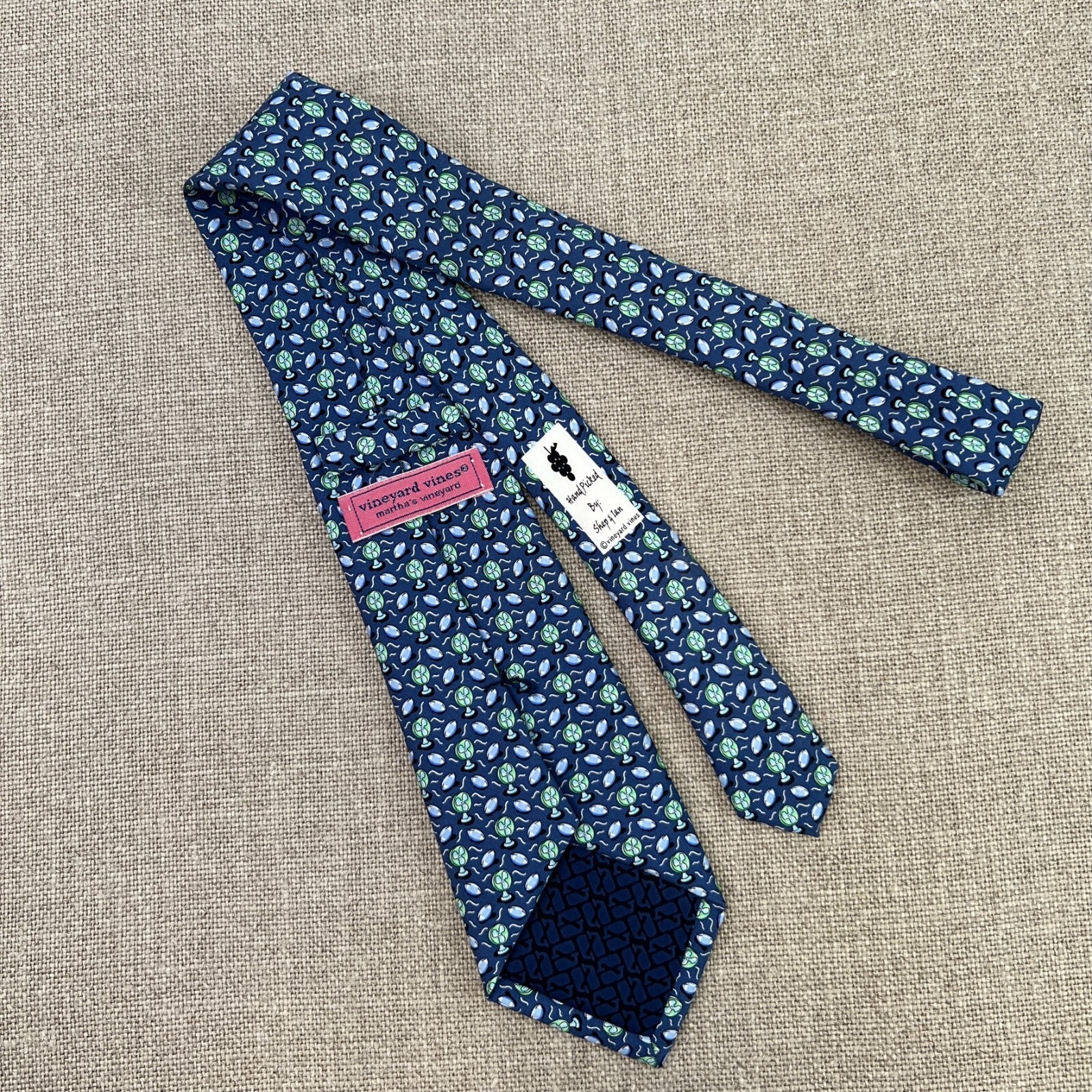 Vineyard Vines Tie Boy Silk Football Fan Vineyard 49x3.25 Hand Made USA Core Nw