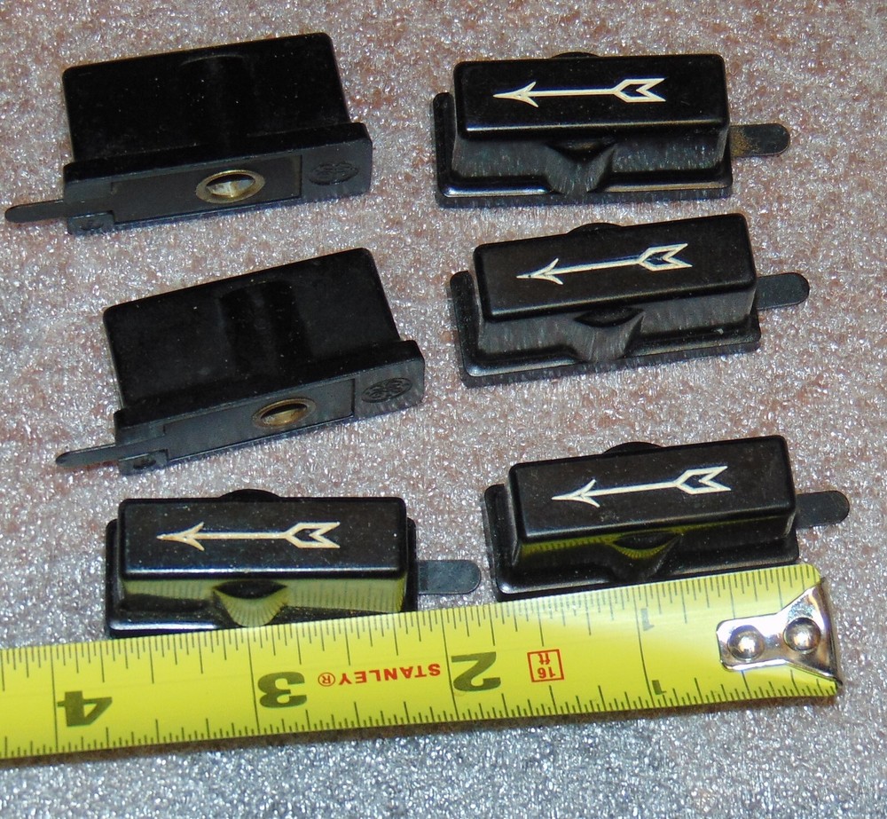 SIX NOS *HIGH GRADE SQUARE BLACK BAKELITE POINTER KNOBS VINTAGE GENERAL ELECTRIC