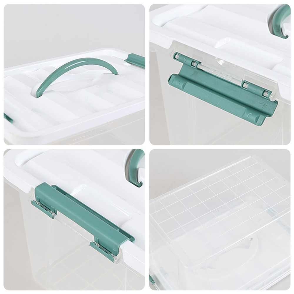 Kekow 14 Quart Latching Storage Box, Stackable Storage Bin with Lid, 8 Pack