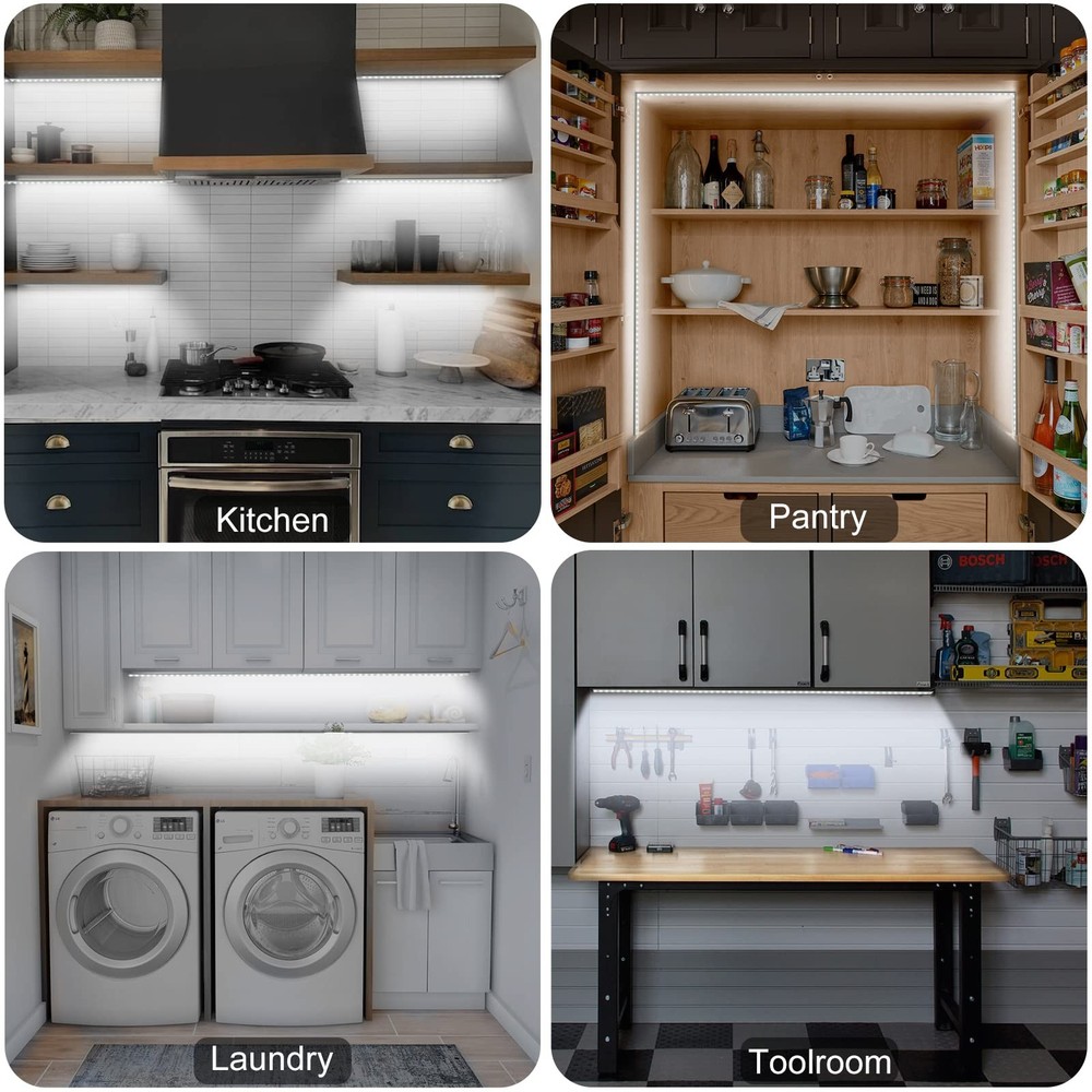 Motion Under Cabinet Light, Plug-in Under Cabinet Lighting with Dimmer, Delay...