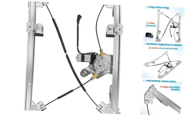 Front Left Driver Side Power Window Regulator with Motor Compatible with Ford