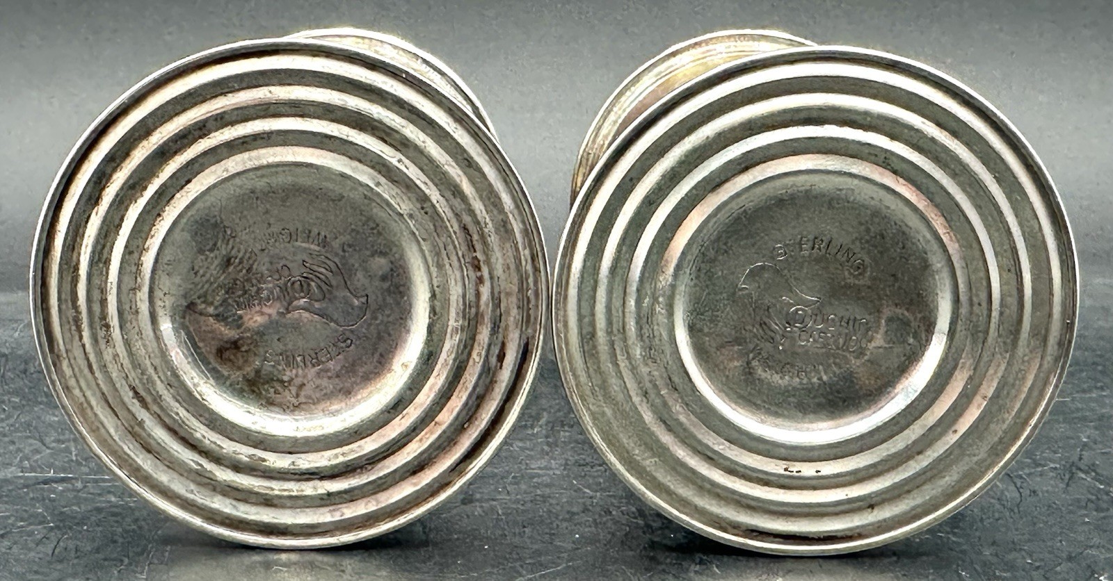 Duchin Creation Salt & Pepper Shakers Weighted Sterling Silver Over Glass