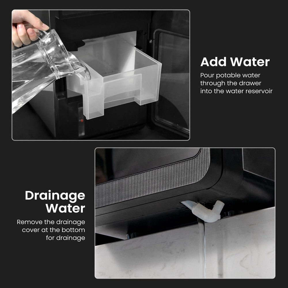 Rapid Ice Cube Maker - 3 Cubes in 20 Mins, 5 Sizes, Self-Cleaning Feature