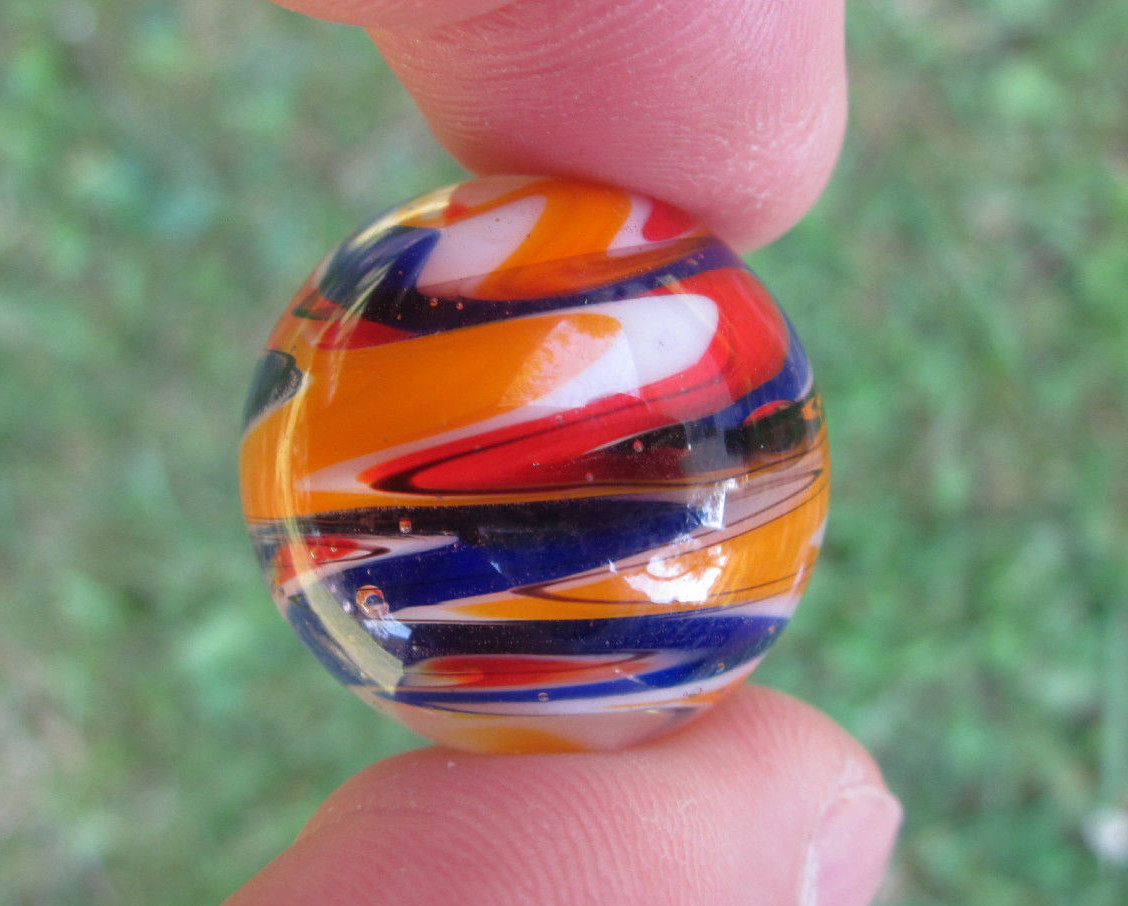 25mm WURLITZER Handmade art glass red blue design Marbles ball Large 1" SHOOTER