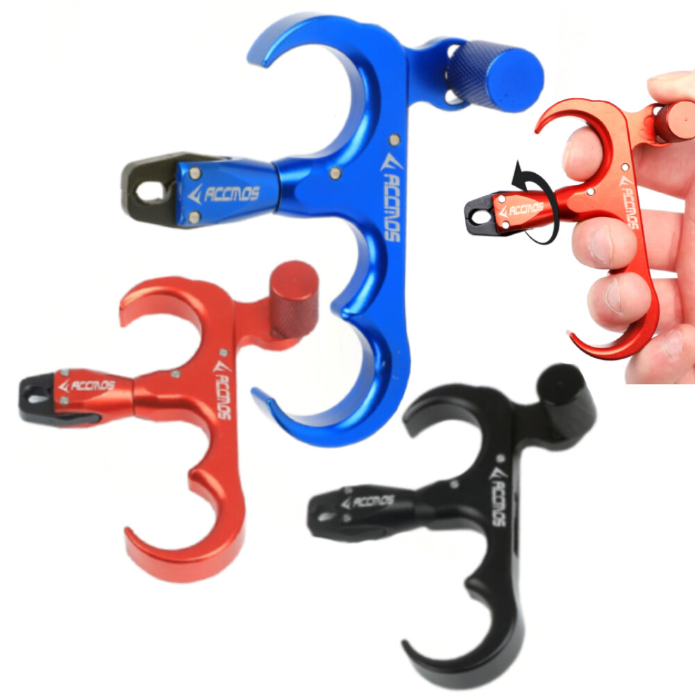 4 Finger Release Aids Thumb Trigger D Loop Ring Compound Bow Hunt Archery Shoot