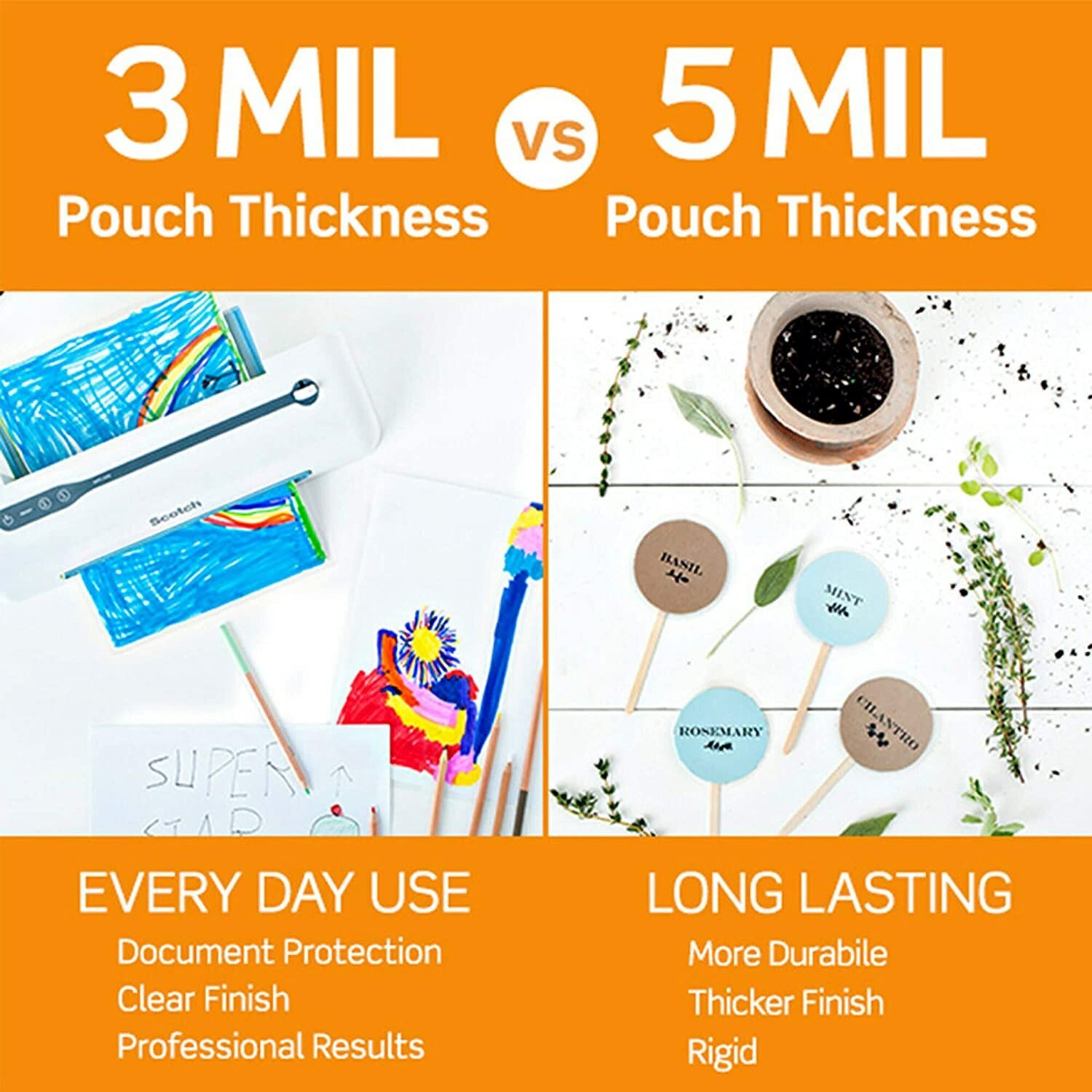 Scotch Thermal Laminating Pouches, 5 Mil Thick for Extra Protection,...