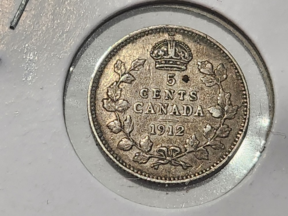 1912 Canada 5 Cents  .925 Silver