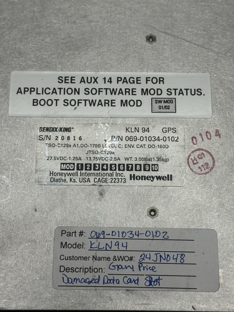 Bendix King KLN 94 GPS 069-01034-0102 READ