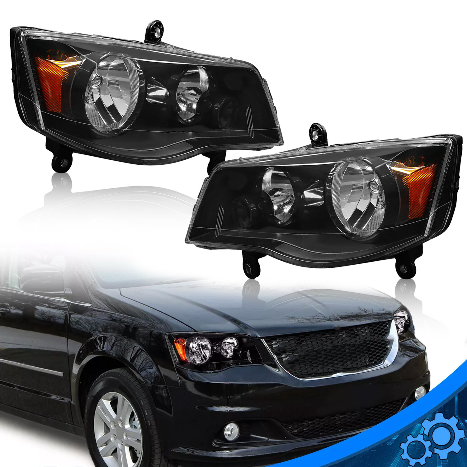 For 2008-2016 Chrysler Town&Country 2011-2020 Dodge Grand Caravan Pair Headlight