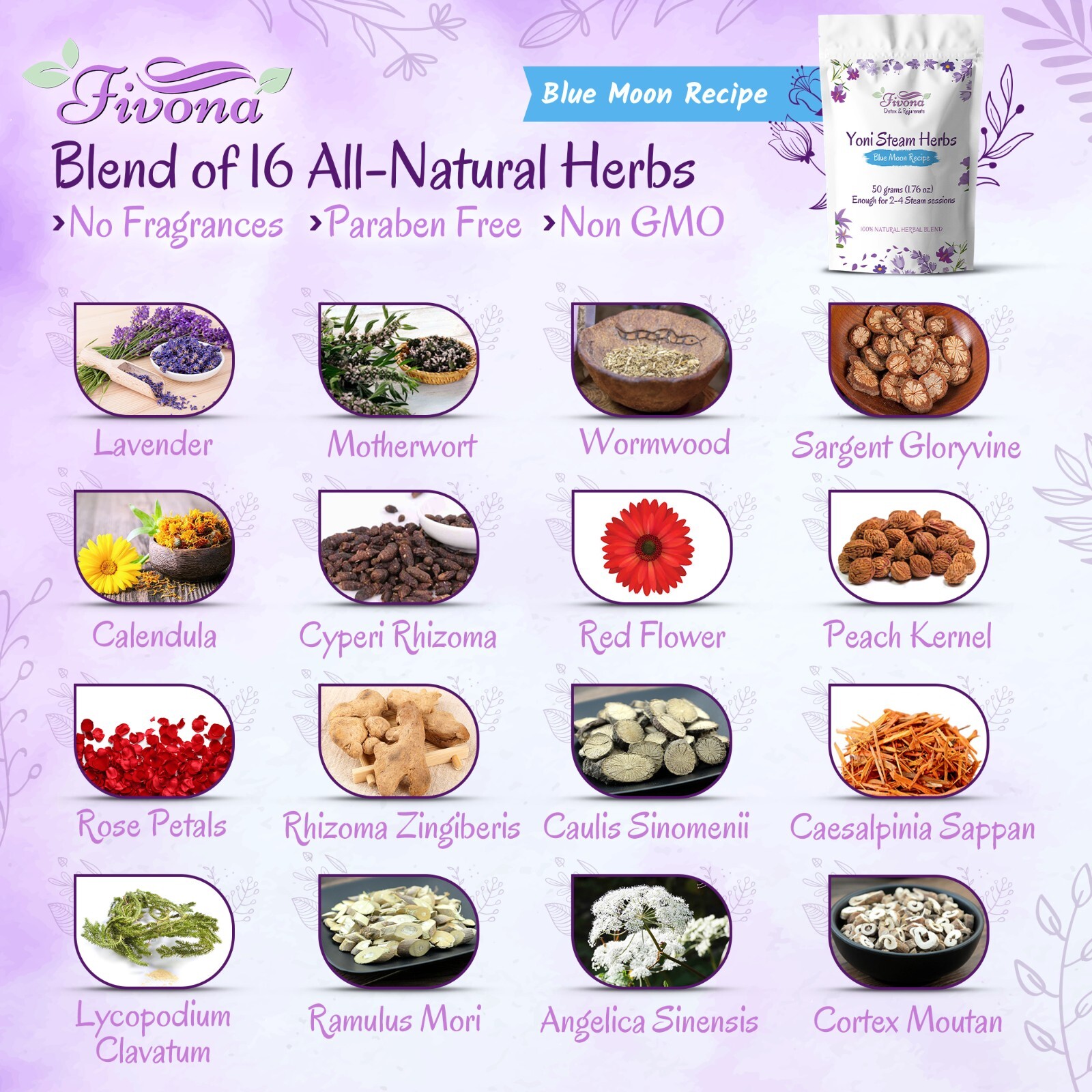 Fivona Yoni Steam Kit 4-in-1 Seat with Hand Pump, Bag and Blue Moon Recipe Herbs