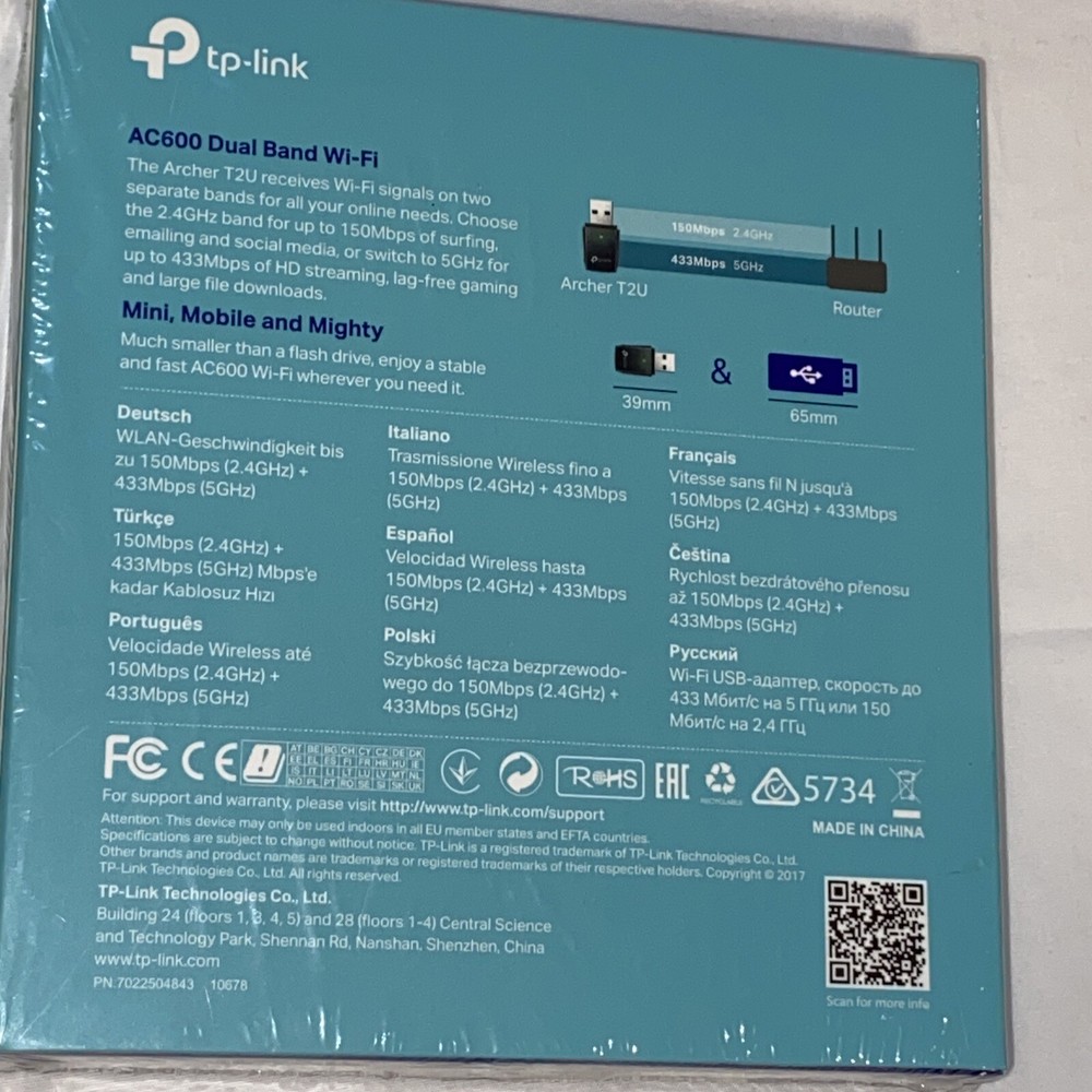 TP-Link AC600 Wireless Dual Band USB Adapter NEW SEALED