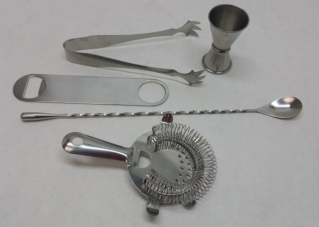 (7-Piece) BOSTON SHAKER SET Glass,Tin,Spoon,Jigger,Tongs,Opener,Strainer Bar Kit