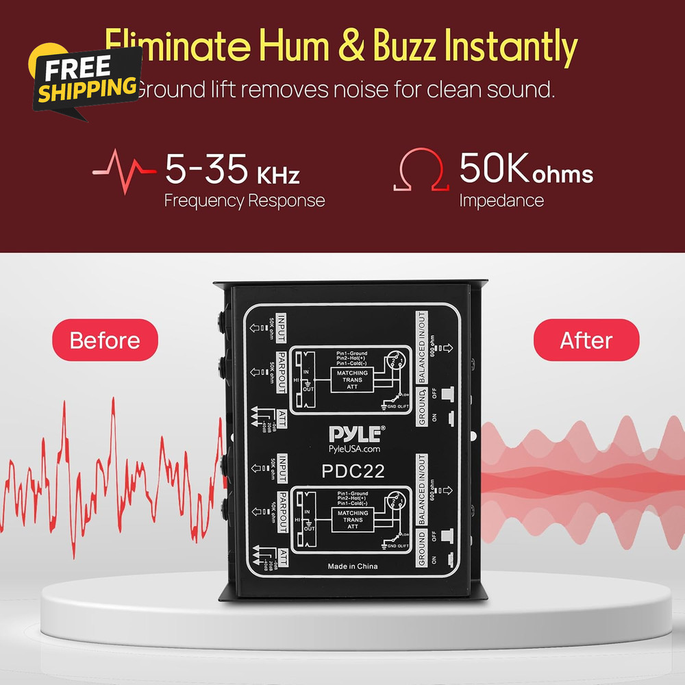 -PRO Premium Direct Injection Audio Box - Passive DI Unit Hum W/ Input