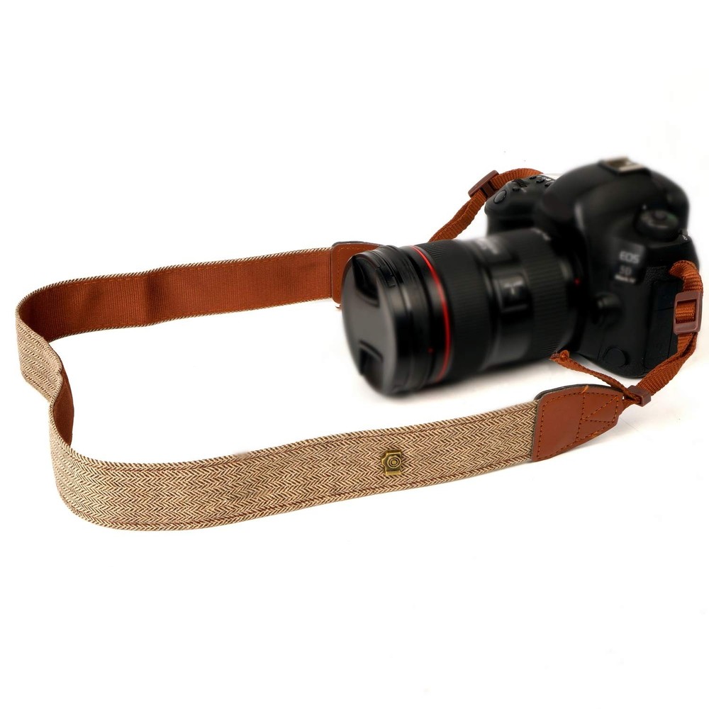 WANBY Camera Strap Brown Canvas Neck Shoulder with Quick Brown,
