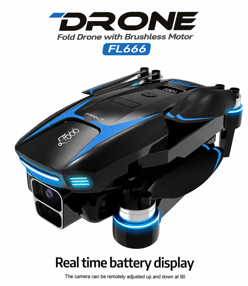 FL666 Foldable Drone With Camera Brushless Motor 90 Degree Adjustable Camera