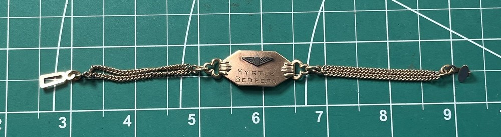 WWII Army Air Corps ID Bracelet Pilot Wings Named