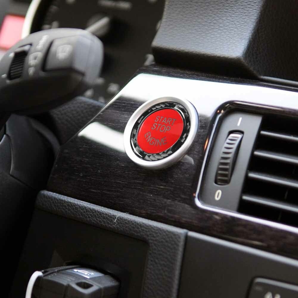 Red Engine Start-stop Push Button Cover With Black Ring Trim For BMW E90 E92 E93
