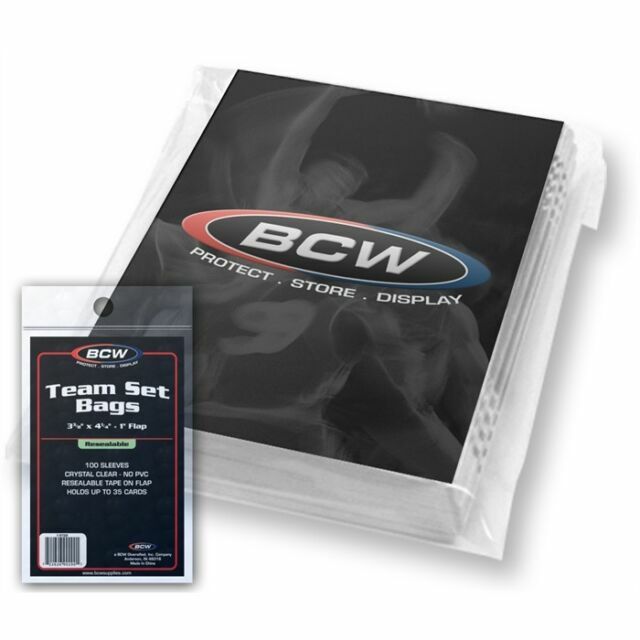 1 Pack 100 BCW Resealable Team Set Bags. Each holds up to 35 Trading Cards