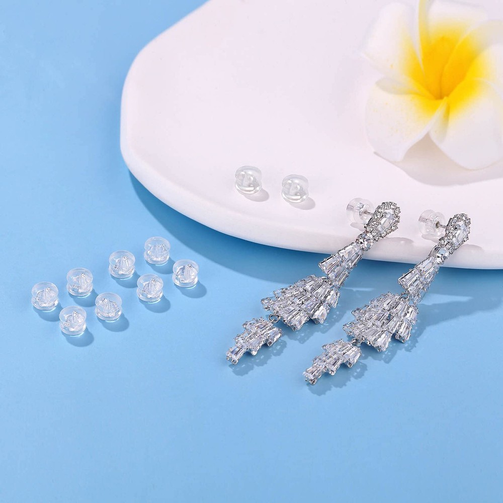 Earring Backs 18K Gold Locking Secure Earring Backs for Studs, Silicone Earri...