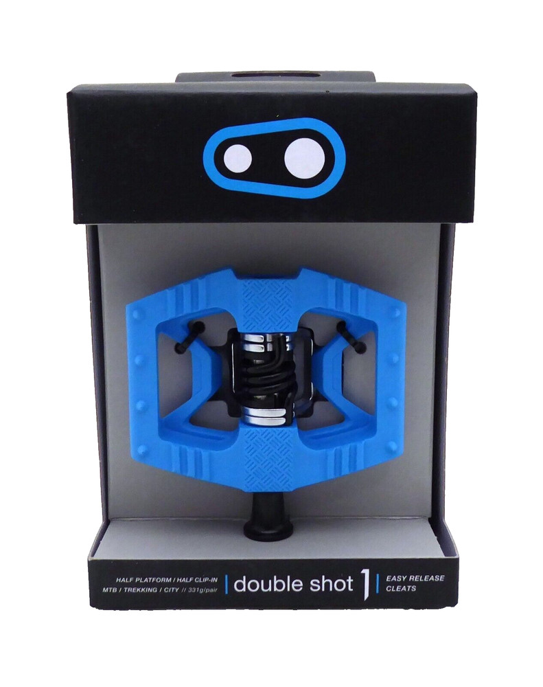 Crank Brothers Double Shot 1 Pedals - Single Side Clipless with Platform, Blue