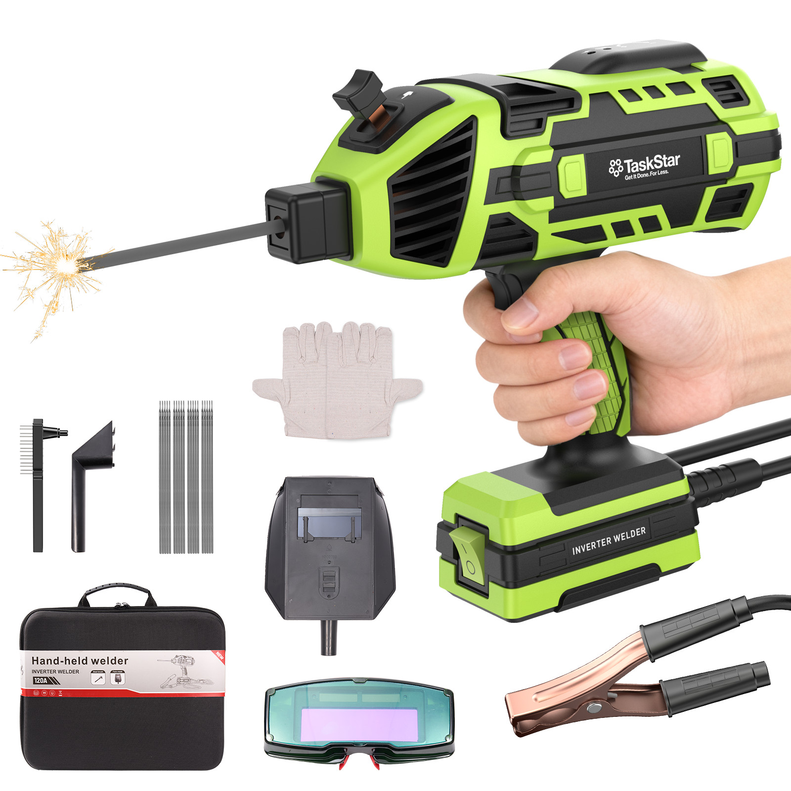 6Gears Handheld Welding Gun Machine IGBT Inverter Arc Welder for 3/32"-1/8" Rods