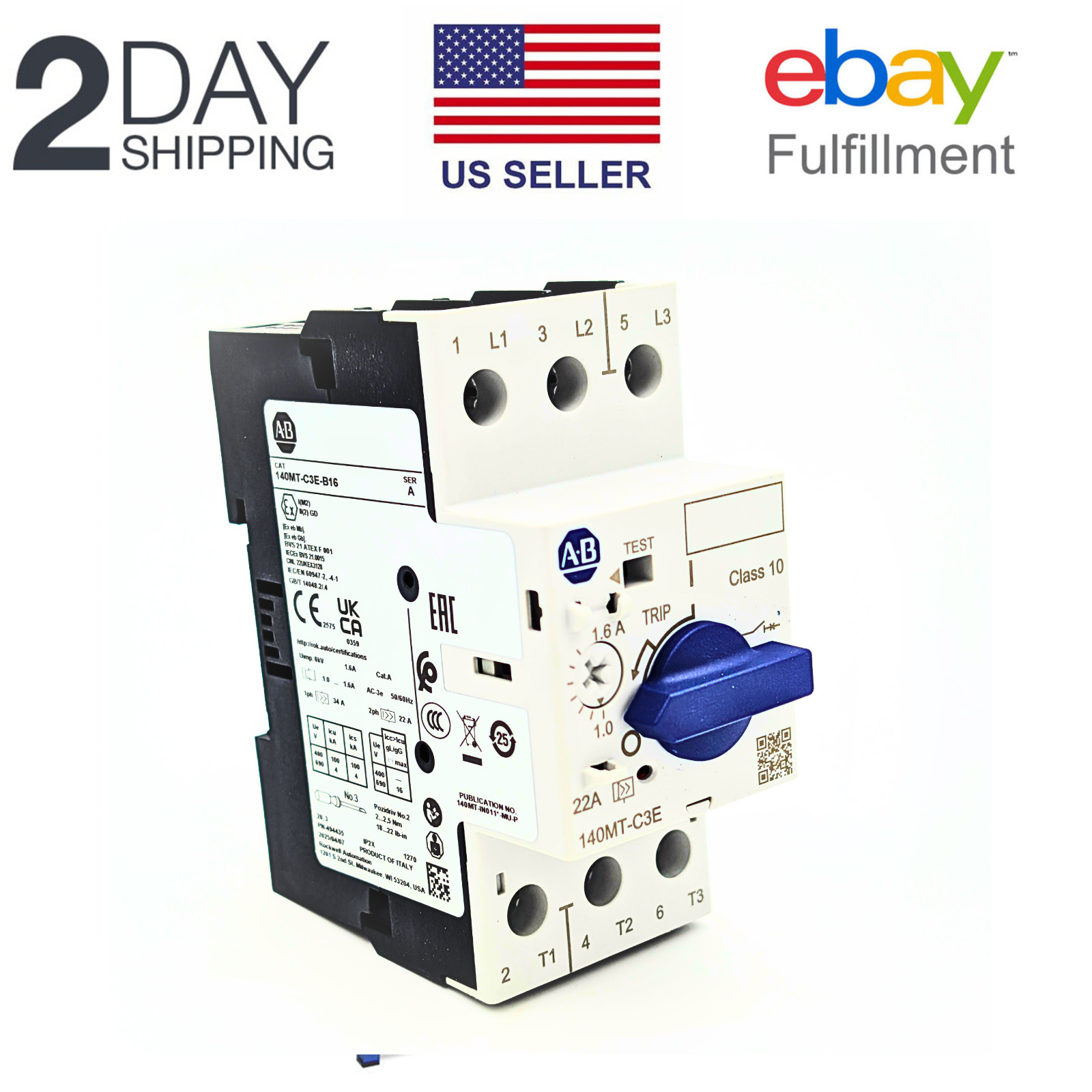 Allen-Bradley 140MT-C3E-B16 Circuit Breaker Standard Magnetic Trip inBox USSTOCK