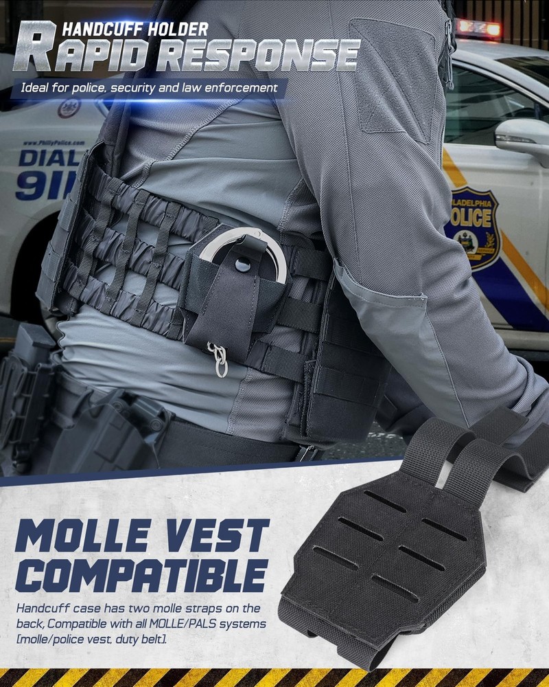 Handcuff Pouch Quick Release to Handcuffs, Molle Case Fit Black