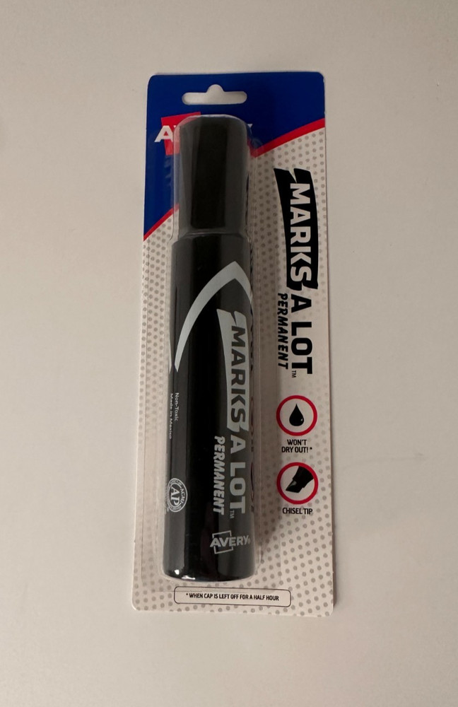 Avery Marks-A-Lot Permanent Marker, Chisel Tip,Black Marker (24138)