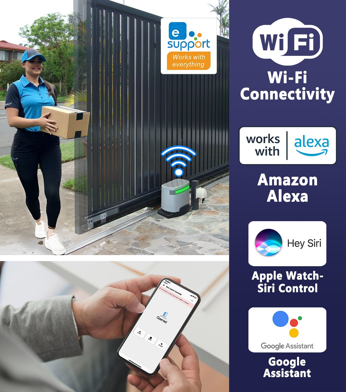 Blütezeit 1400lbs Automatic Sliding Gate Opener WiFi /Solar Power/Battery Backup