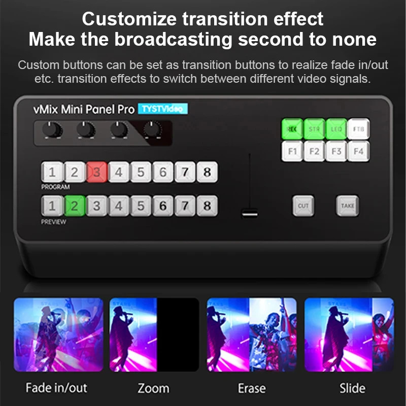 TYST vMix Mini Panel Pro 8-CH Broadcast Switcher w/ Tally Output Video Recording