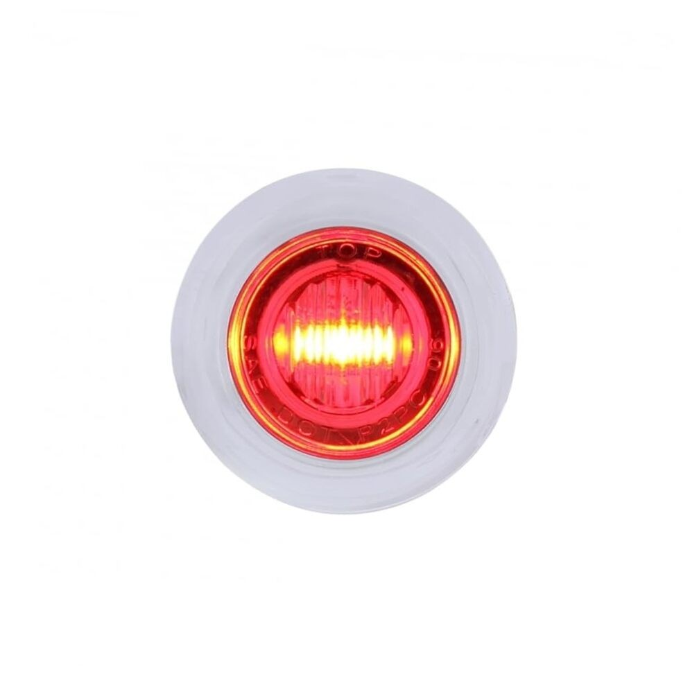 3 LED Dual Function Mini Clearance/Marker Light w/ Bezel - Red LED/Clear